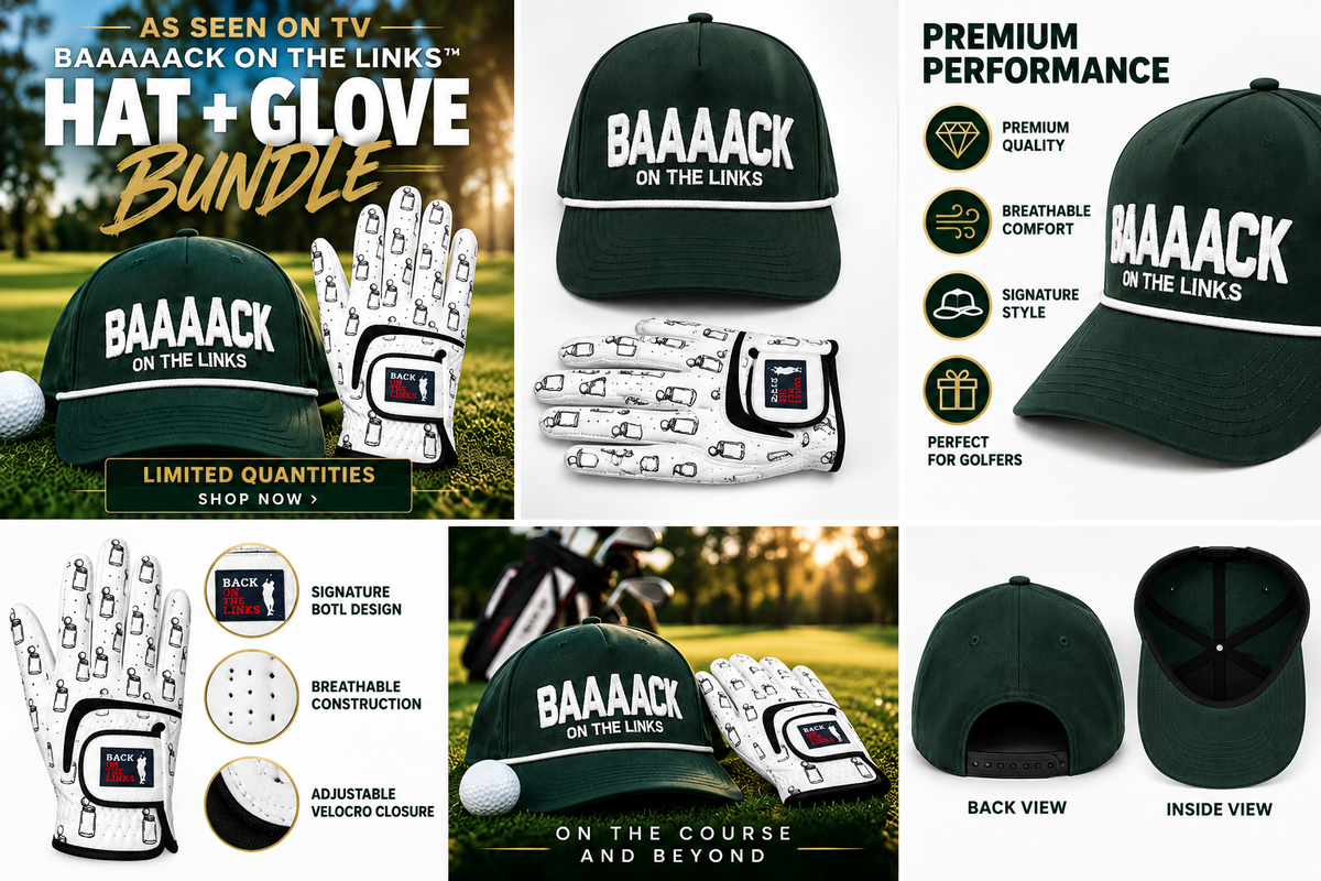 As Seen on TV BAAAAACK ON THE LINKS™ Hat + Golf Glove Limited Bundle