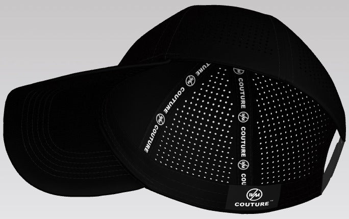 Summer Mesh 6 Panel Waterproof Nylon Laser Cut Hole Hat (Blk)