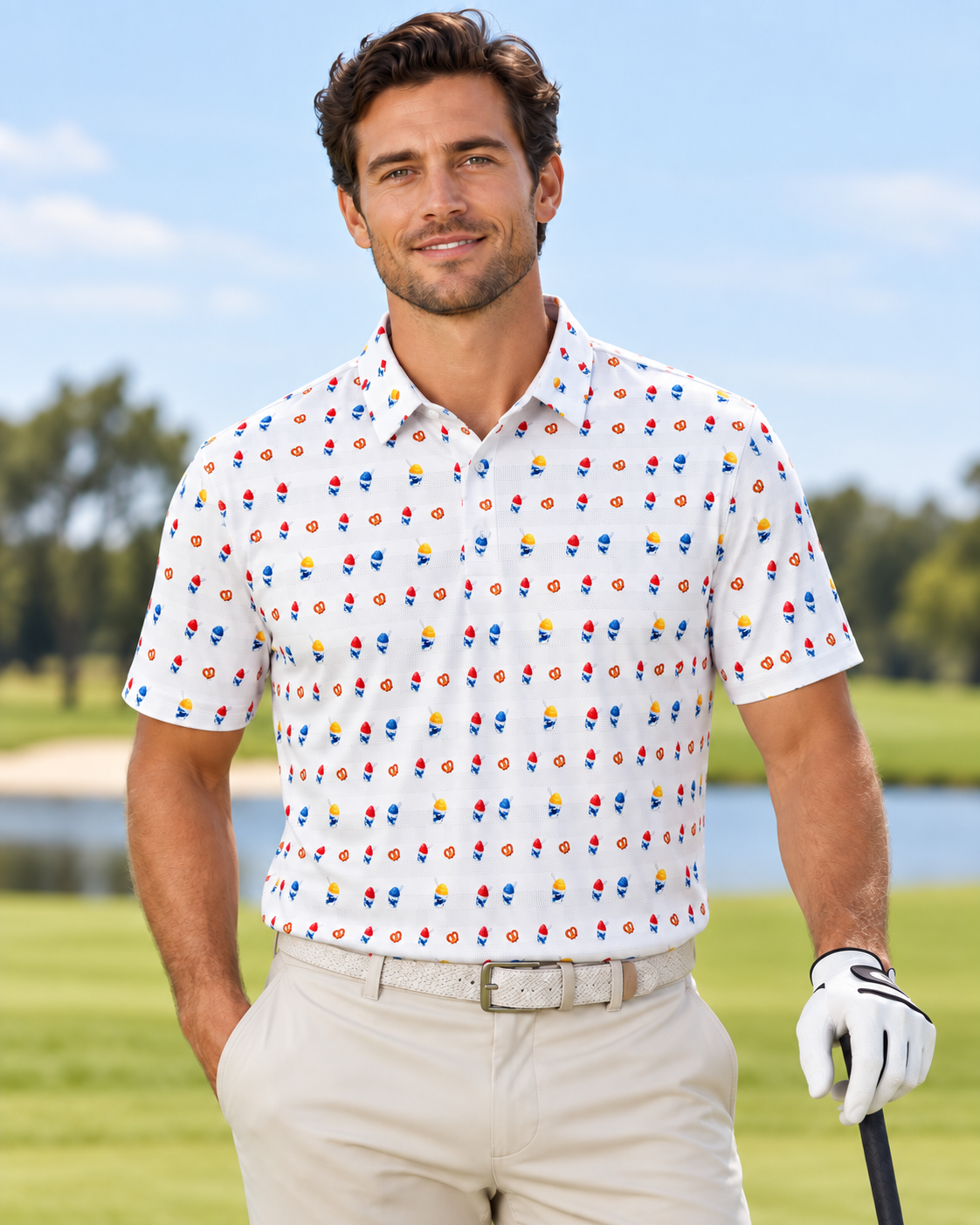Back on the Links Philadelphia Water Ice & Pretzel Performance Golf Polo